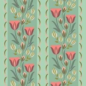 Vintage tulip garden, mint