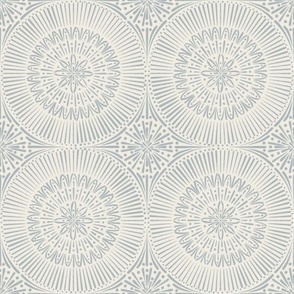 Hand drawn Mandala Tile | French Gray on Creamy White | Detailed