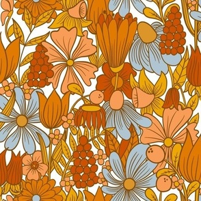 Dolly spring flowers brown blue orange