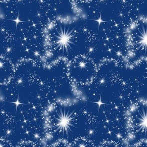 White starry galaxies on dark blue
