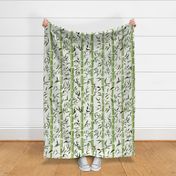 Fresh green Bamboo in stripes on an off white background with texture - large scale