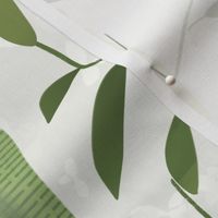 Fresh green Bamboo in stripes on an off white background with texture - large scale