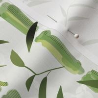 Fresh green Bamboo in stripes on an off white background with texture - medium scale