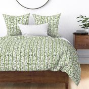 Fresh green Bamboo in stripes on an off white background with texture - medium scale