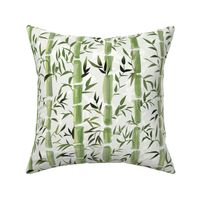 Fresh green Bamboo in stripes on an off white background with texture - medium scale