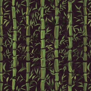 Fresh green Bamboo in stripes on a  background eggplant / Velvet Cloak with texture - medium scale