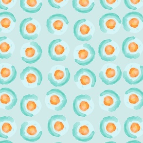 Abstract animal print orange and aqua circles - Medium scale
