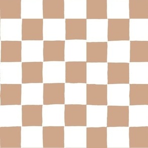 Hand Drawn Checkerboard tan-white small