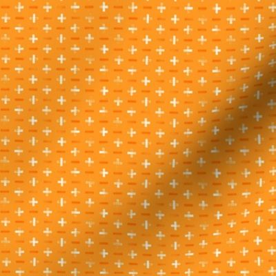 [XS] Plus Minus - Orange: Hand stamped fun geometric blender print for kids, boys, quilting