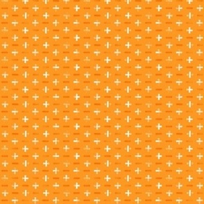 [XS] Plus Minus - Orange: Hand stamped fun geometric blender print for kids, boys, quilting