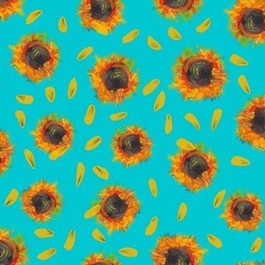 Sunflowers_on_Green_Turquoise_