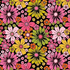 Yesterday Daisy Citrus Black BG Rotated - Large Scale