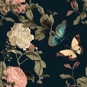 Large Scale, Butterflies and Blooms Chinoiserie