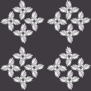 Fern cross in Diamond Checkerboard mid century - Black Blush & White -