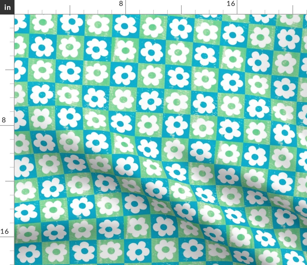 blue green textured flower check