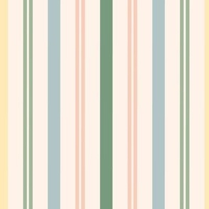 Cottage vertical blue, pink, green, yellow stripe medium 