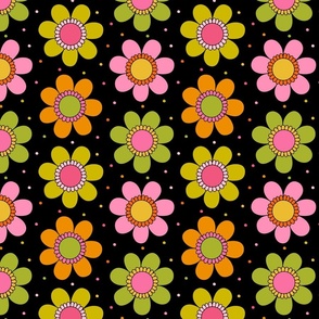 Yesterday Flowers Citrus Black BG - Medium Scale