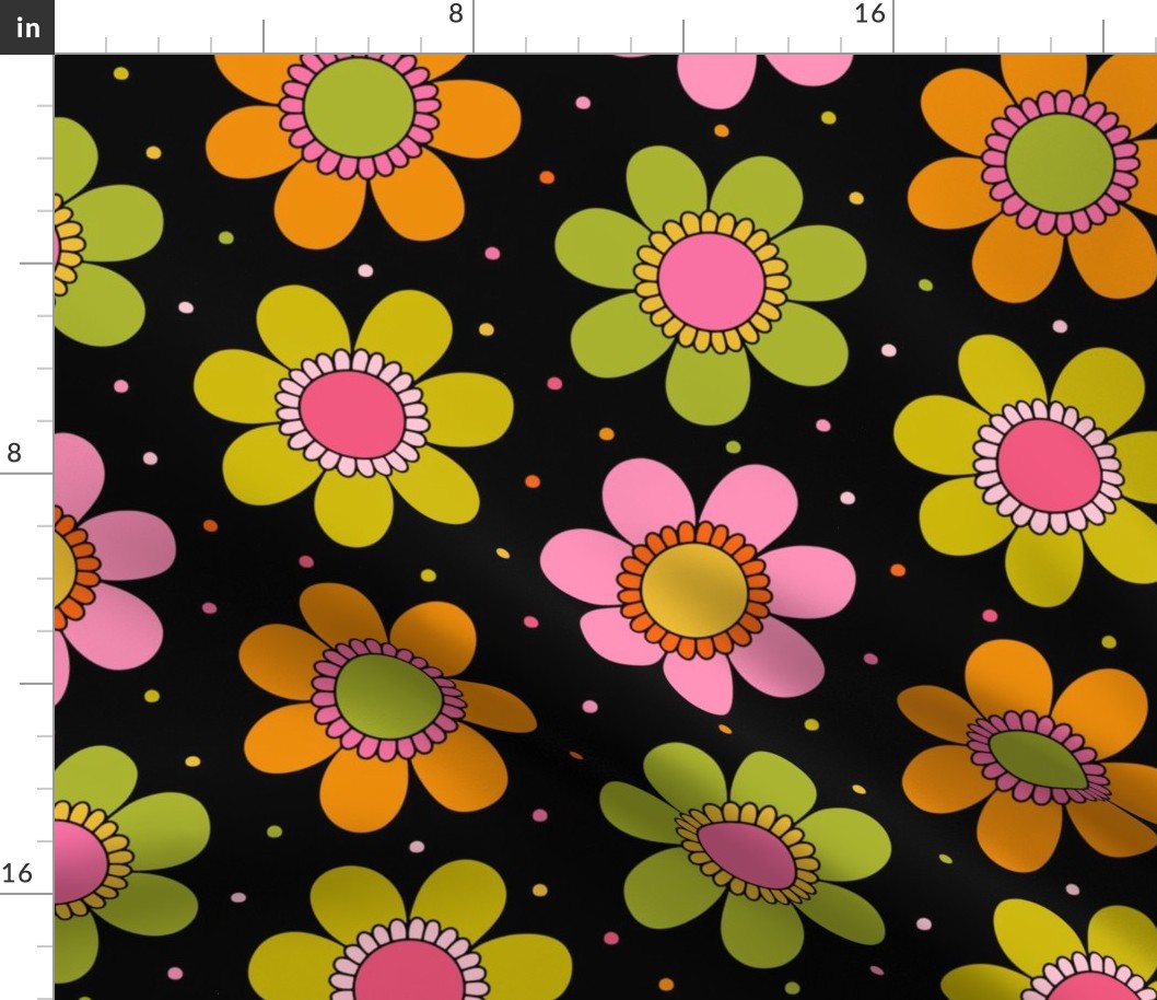 Yesterday Flowers Citrus Black BG - Large Scale