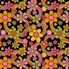 Yesterday Flowers and Rainbows Citrus Black BG Rotated- Large Scale