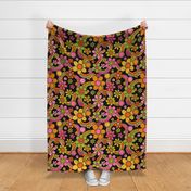 Yesterday Flowers and Rainbows Citrus Black BG- XL Scale