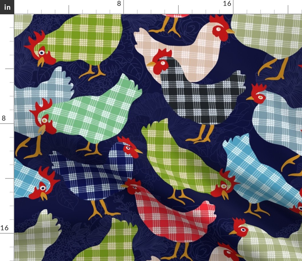 PALAKA CHICKENS ON NAVY FLORAL