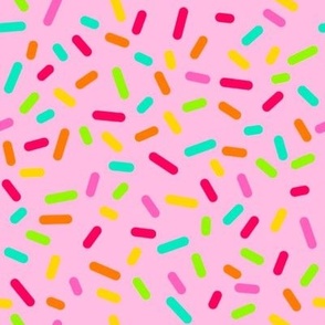 Bigger Scale Candy Rainbow Confetti Sprinkles on Pink