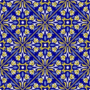 Mediterranean Tiles in vibrant blue and yellow - Azulejos