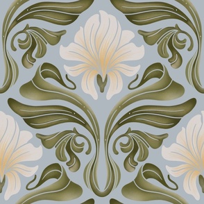 Art Deco Floral - Tiles with Lilies - Big Size 