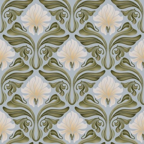Art Deco Floral - Tiles with Lilies - Small Size 