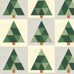 Evergreen Pine Tree Geometric Cheater Quilt