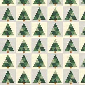 Evergreen Pine Tree Geometric Cheater Quilt (Small)