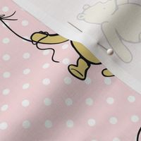 Bigger Scale Classic Pooh and Balloons on Soft Pink Polkadots
