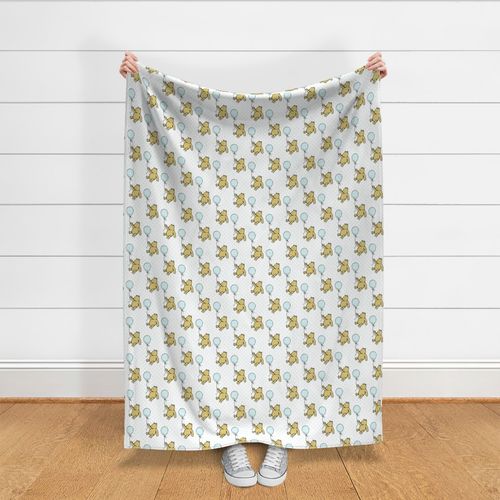 Bigger Scale Classic Pooh and Balloons on Pale Blue Polkadots