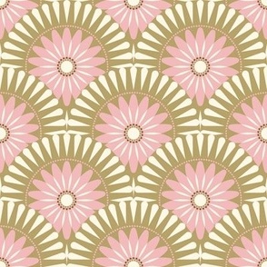 Normal scale • Sunrise retro flower - pink, white & brown