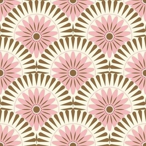 Normal scale • Sunrise retro flower - pink & brown