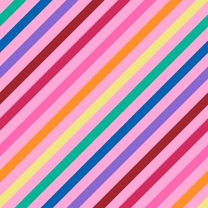 Diagonal Tropical Candy Stripes in Pink