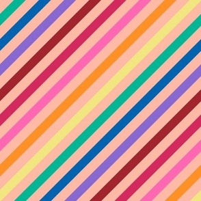  Diagonal Tropical Candy Stripes in Peach