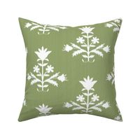 Tulip Print Fresh White on Olive