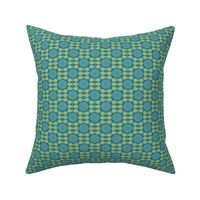 Floral  Geometric in Green and Blue - Tiny Scale
