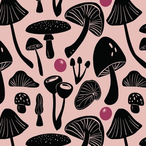 Mushroom in Retro pink, fuchsia, and black - LARGE 