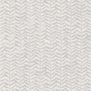 Leafy Block Print in Warm Gray | Leaf pattern fabric from original block print, neutral decor, botanical block print fabric, leaves, plants print in soft grey.