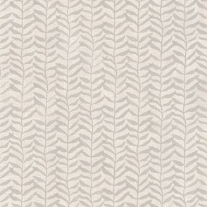 Leafy Block Print in Sandstone on Jute | Leaf pattern fabric from original block print, beige neutral decor, botanical block print fabric, leaves, plants print on natural fibres.
