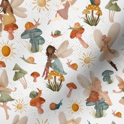8x8 Pixie Fairies - Large Scale - Watercolor Fairies - Enchanted Fairy - Cloud White