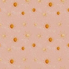 3x3 Sunshine - Medium Scale Watercolor Sunbursts - Sunshine Nursery - Pink Textured Background