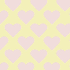 Pink Hearts Yellow Background