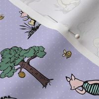 Smaller Scale Classic Pooh Story Sketches on Lavender Pale Purple