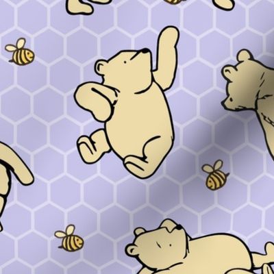  Bigger Scale Classic Pooh and Bees on Lavender Honeycomb