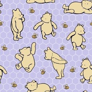  Bigger Scale Classic Pooh and Bees on Lavender Honeycomb