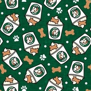 Puppy Star Barks - Doggy Coffee Treats - treat paw prints - white/dark green - LAD23