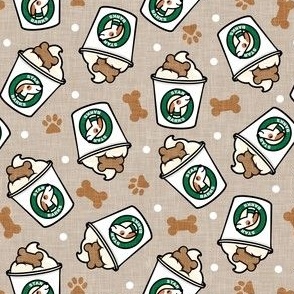 Puppy Star Barks - Doggy Coffee Treats - treat paw prints - khaki - LAD23